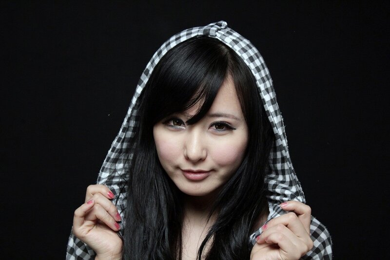 Woman in Checkered Hood — Black