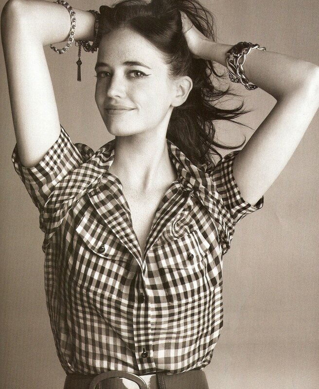 woman in checkered shirt