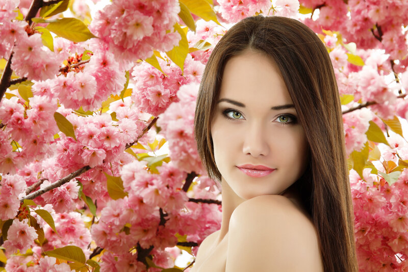 Woman in Cherry Blossoms — Pink, Serene