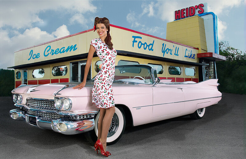 Woman in Cherry Dress — Pink