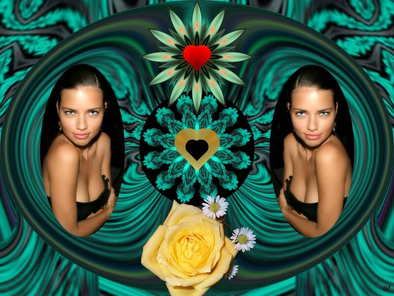 Woman in Circular Frame — Teal