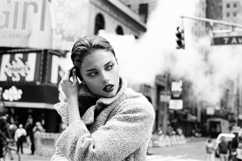 Woman in city street
