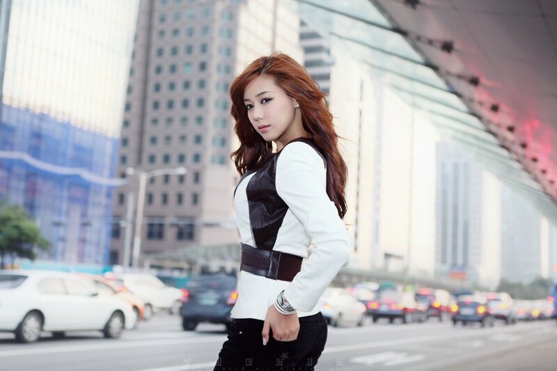woman in city street