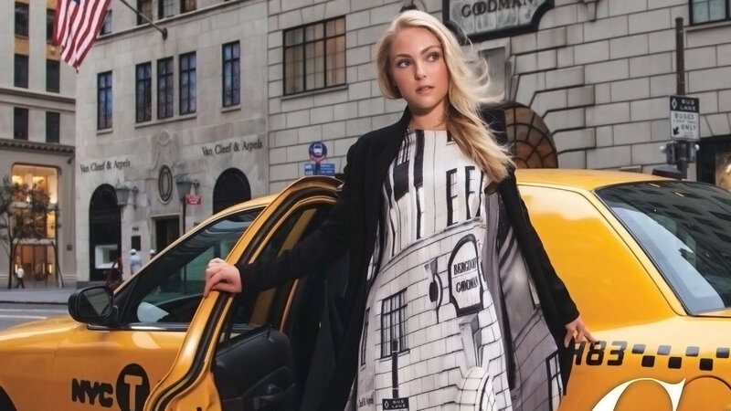 Woman in City Street — Yellow