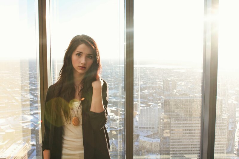 woman in city view