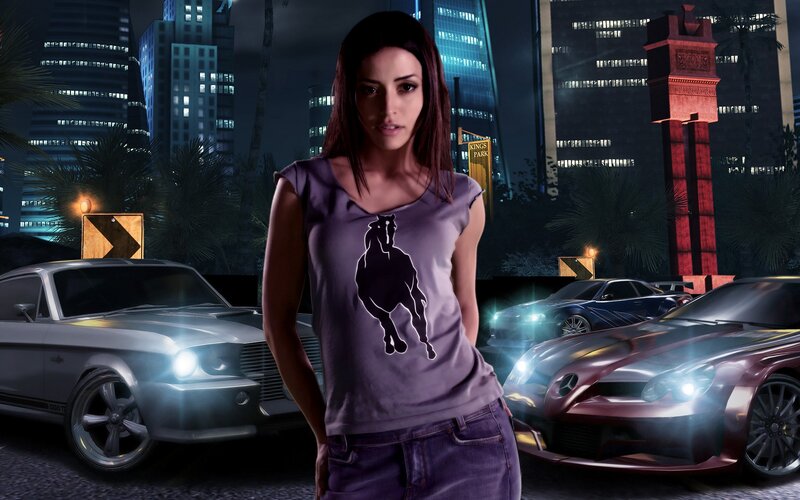 Woman in city with cars