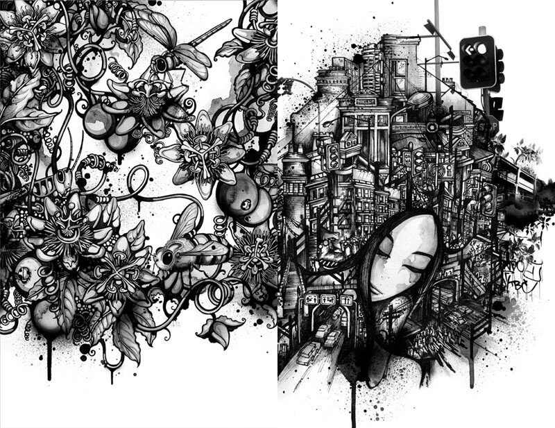 Woman in Cityscape — Black