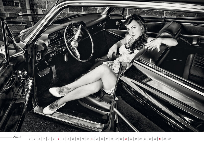 Woman in Classic Car — Black