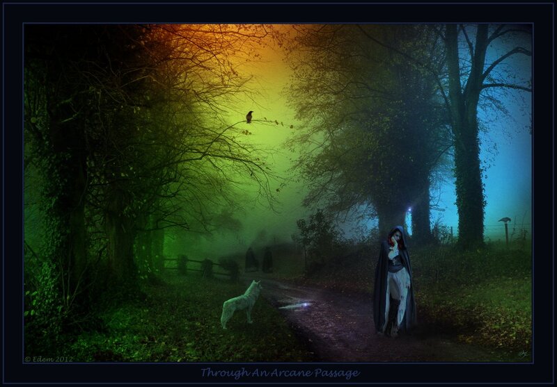 Woman in Cloak with Wolf — Green