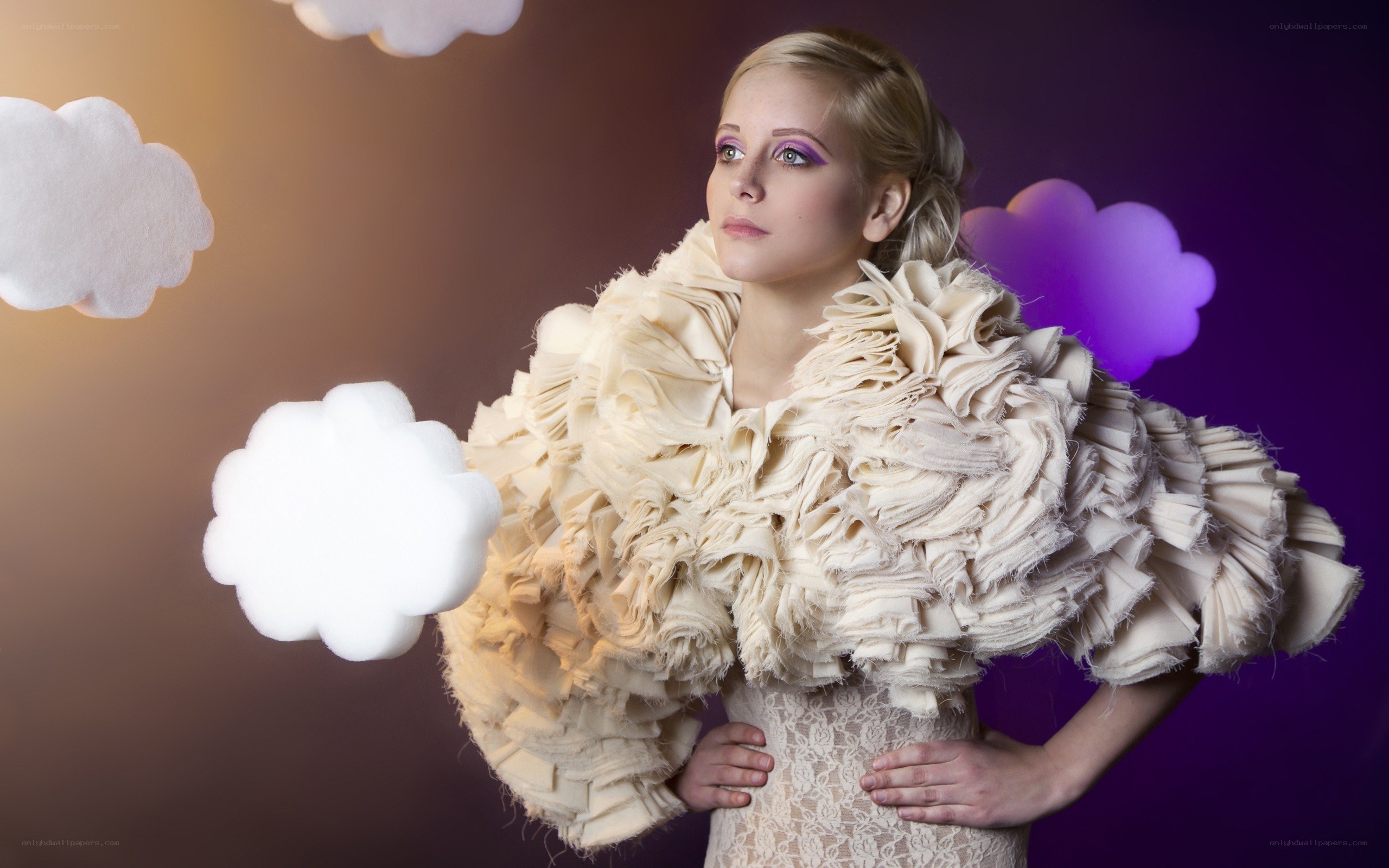 woman in cloud-like garment