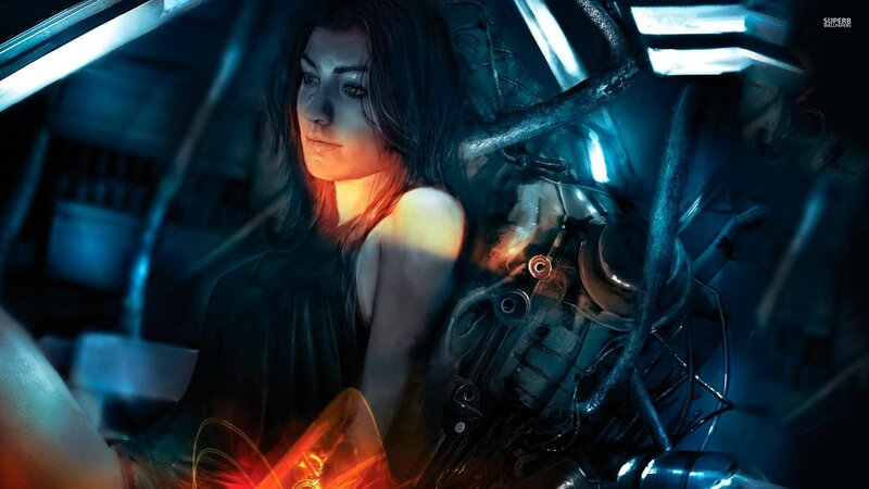Woman in Cockpit — Blue