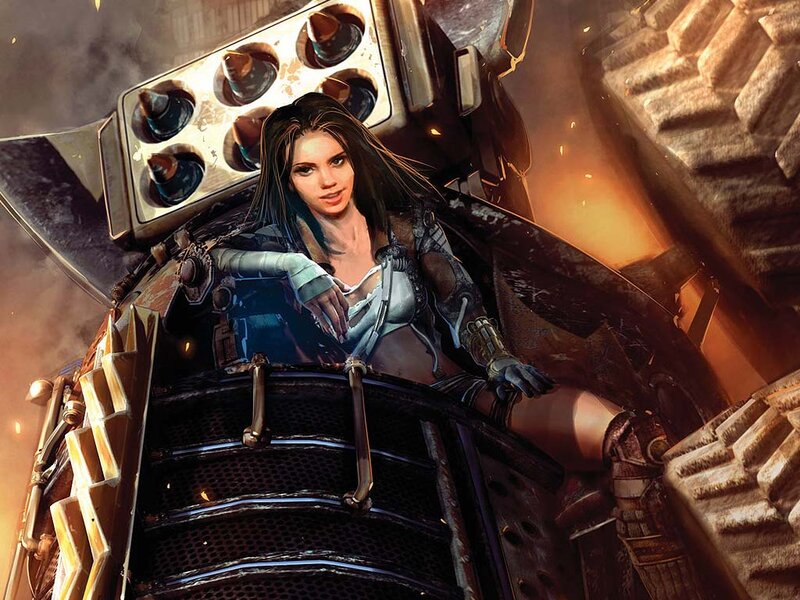 Woman in Cockpit — Brown
