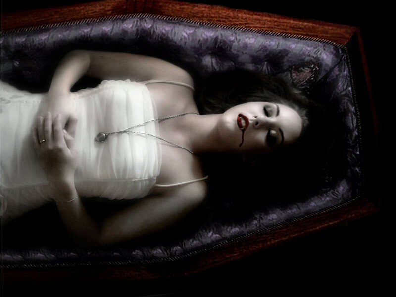 Woman in Coffin — Black, Dramatic