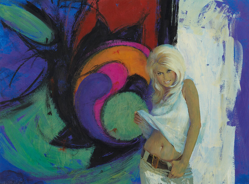 woman in colorful abstract art