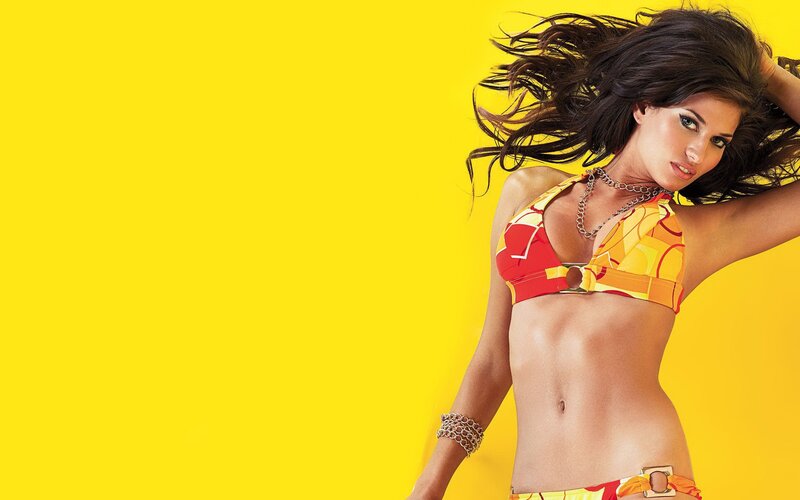 woman in colorful bikini