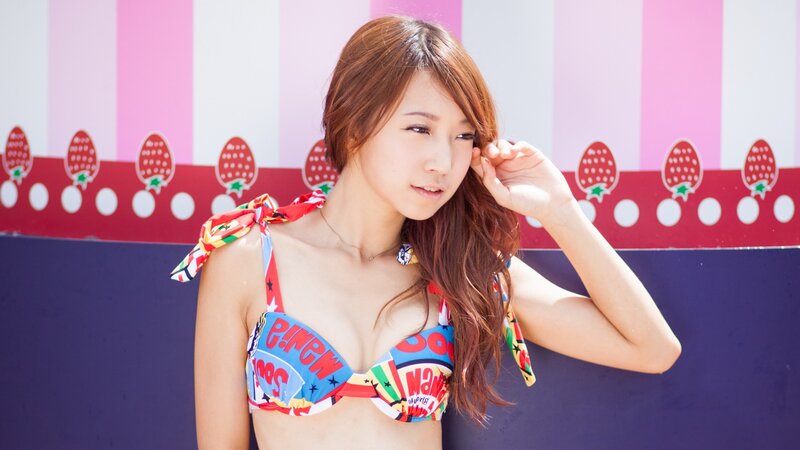 woman in colorful bikini
