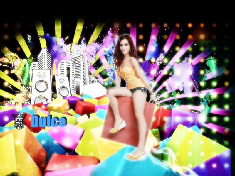 woman in colorful cityscape