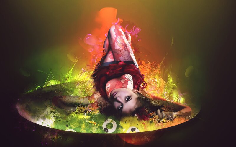 woman in colorful digital art