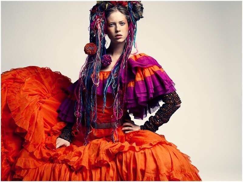 woman in colorful dress