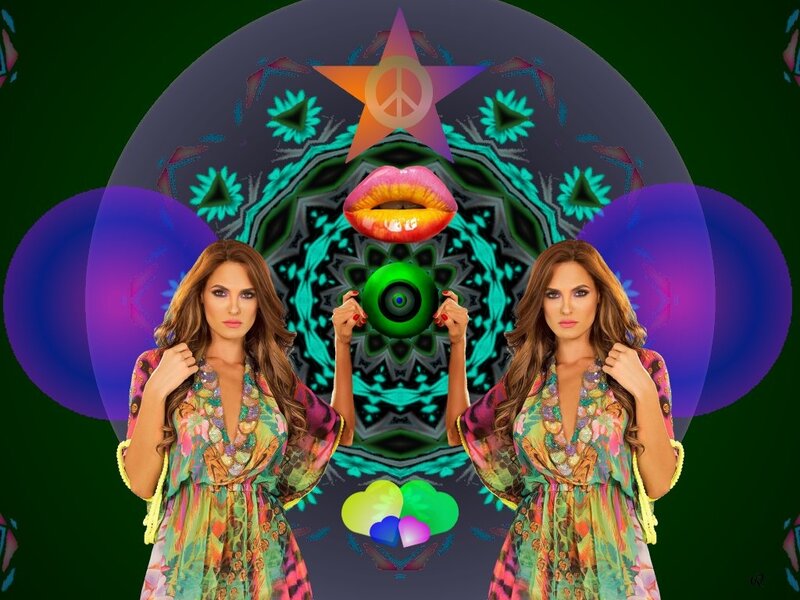 Woman in Colorful Dress — Green, Psychedelic