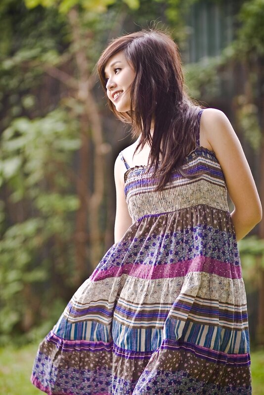 woman in colorful dress outdoors