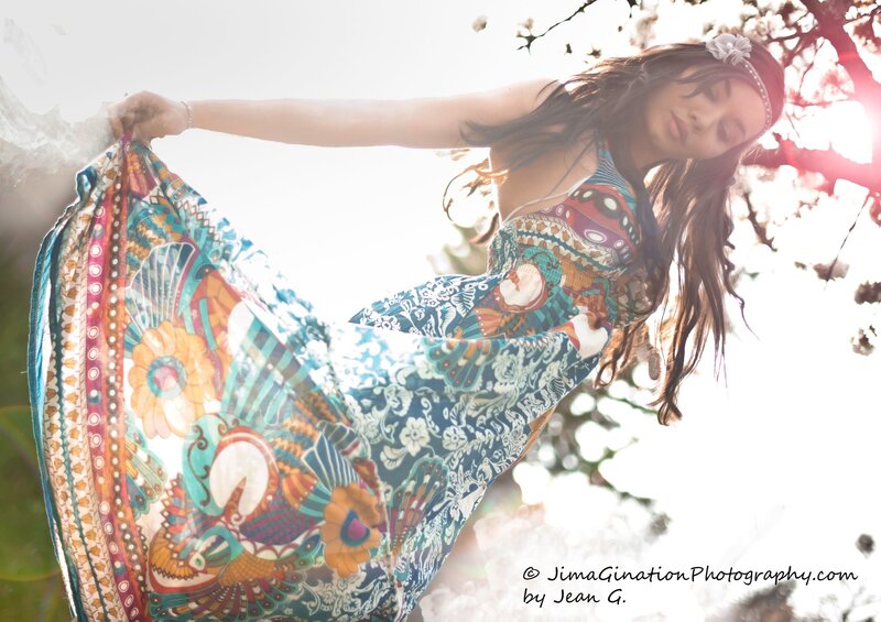 woman in colorful dress outdoors