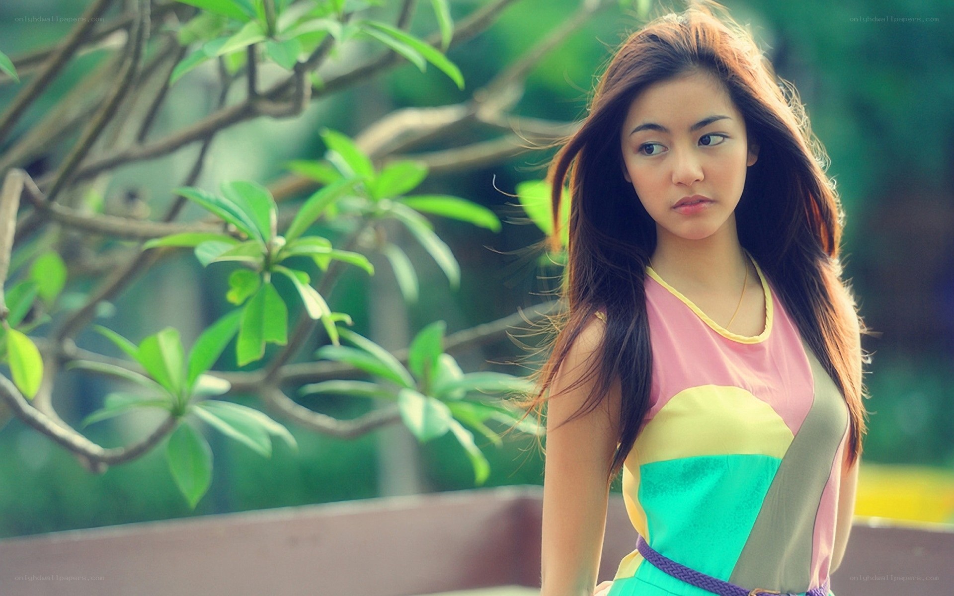woman in colorful dress outdoors