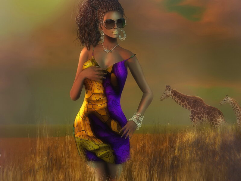 Woman in Colorful Dress — Purple, Dramatic, Sunset