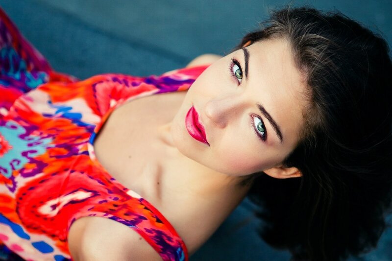 Woman in Colorful Dress — Red, Calm