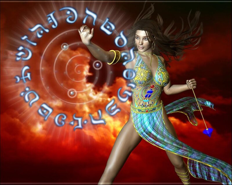 Woman in Colorful Dress — Red, Dramatic, Digital Art