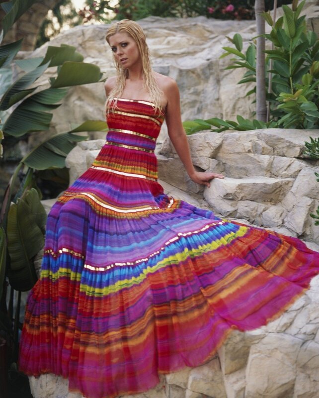 Woman in Colorful Dress — Red, Serene, Afternoon