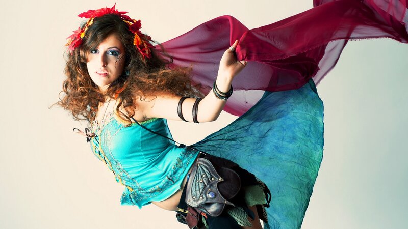 woman in colorful fantasy costume