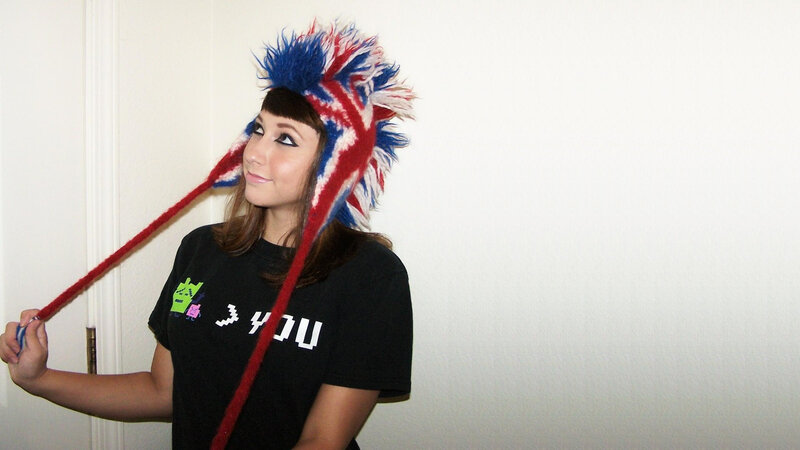 woman in colorful hat