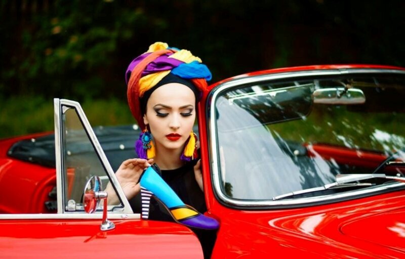 Woman in Colorful Headwrap