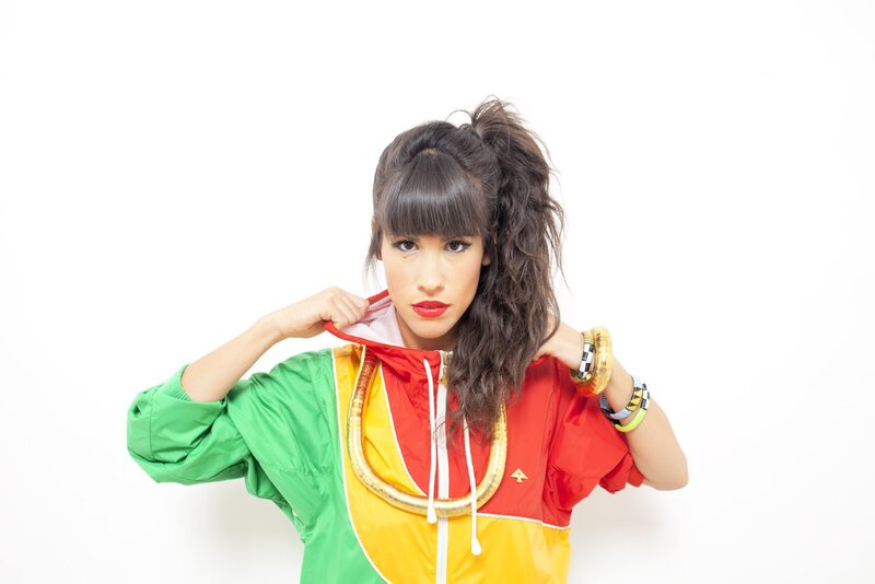 woman in colorful jacket
