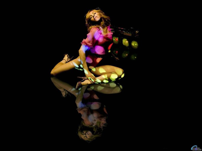 woman in colorful lighting