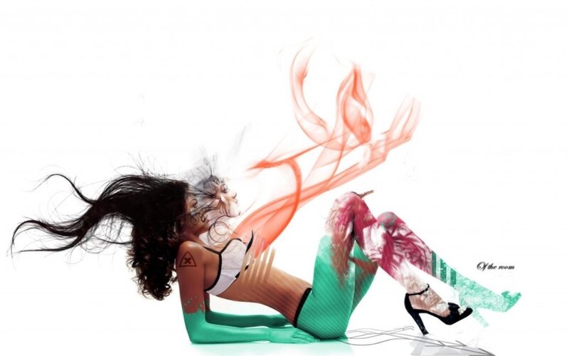 woman in colorful motion
