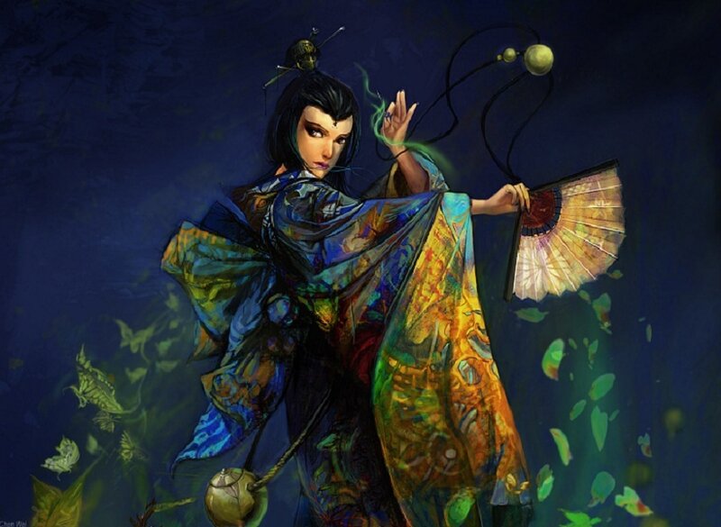 Woman in Colorful Robe