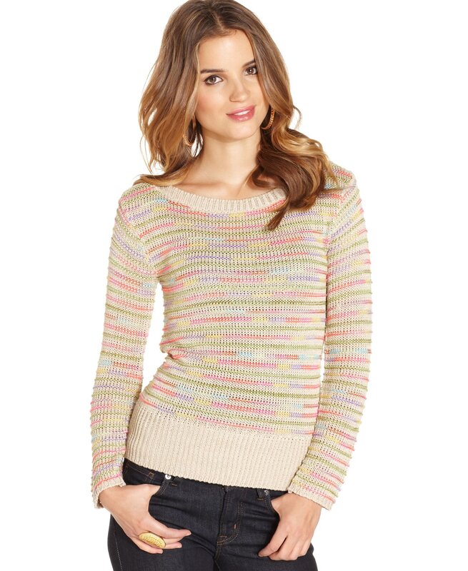 woman in colorful sweater