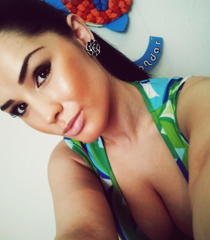 Woman in Colorful Top — Green