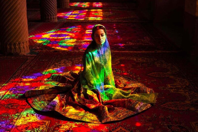 Woman in Colorful Veil