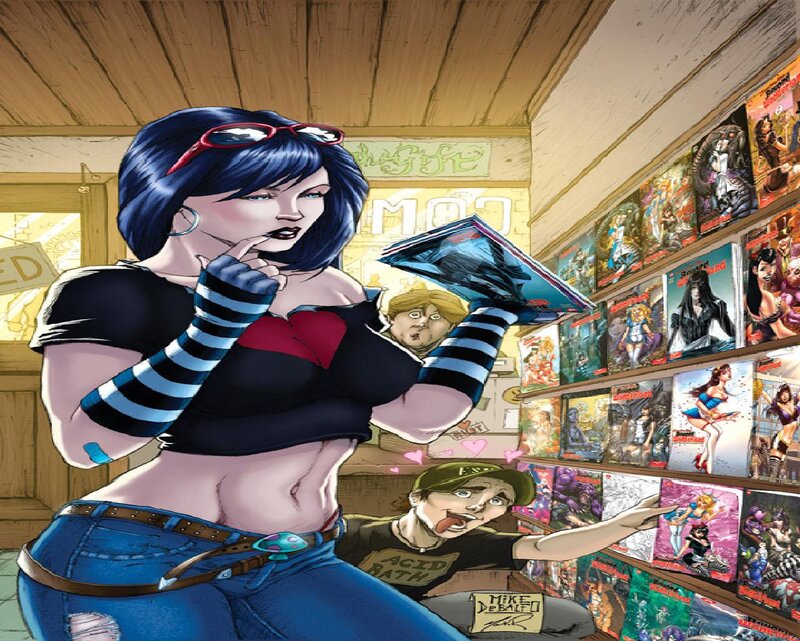 Woman in Comic Book Store — Blue