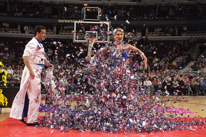 Woman in Confetti Explosion