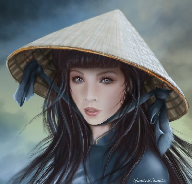 Woman in Conical Hat — Black, Dramatic
