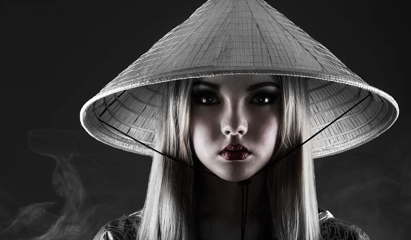 Woman in Conical Hat — Black