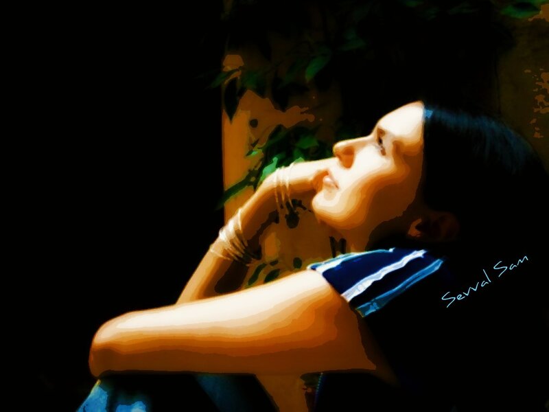 woman in contemplative pose