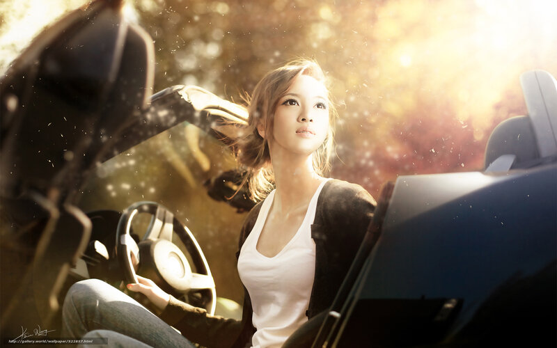 woman in convertible car