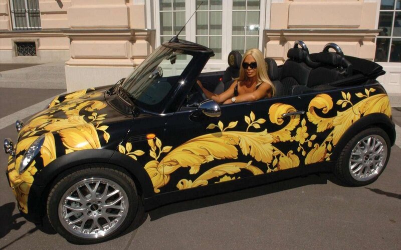 Woman in Convertible Car — Black, Bright