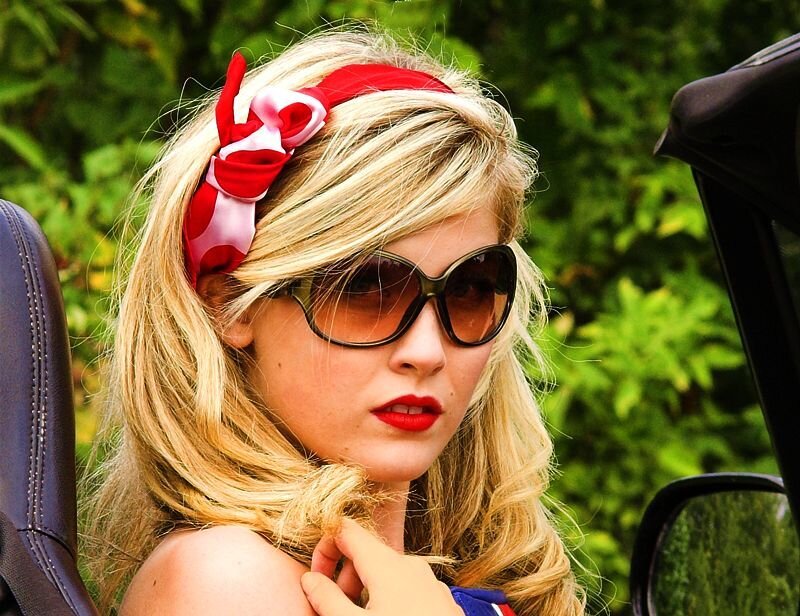 Woman in Convertible Car — Blonde