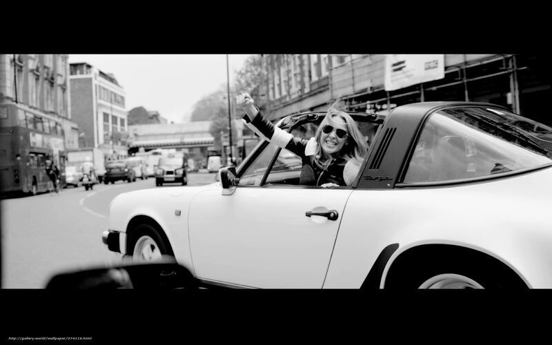 Woman in convertible car